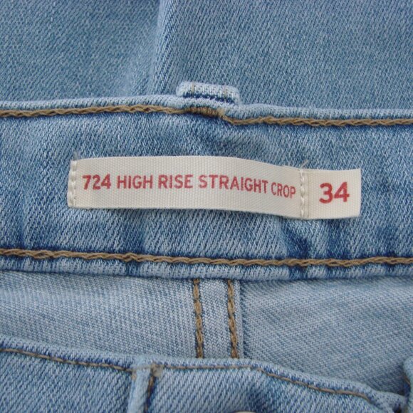 Levi's High Rise Straight Crop Jeans Light Wash Size 34 - Picture 3 of 13